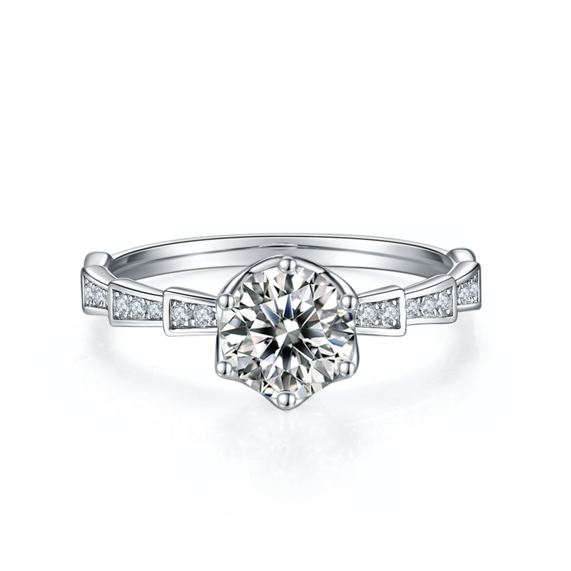 直臂豪镶美杜莎机械蛇S925银镀白金MoissaniteWomen's Ring1ctD级